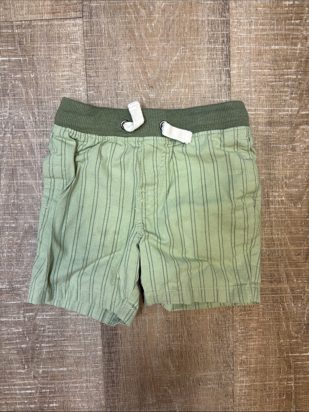 Cat & Jack Light and Olive Green Striped Pull-On Shorts